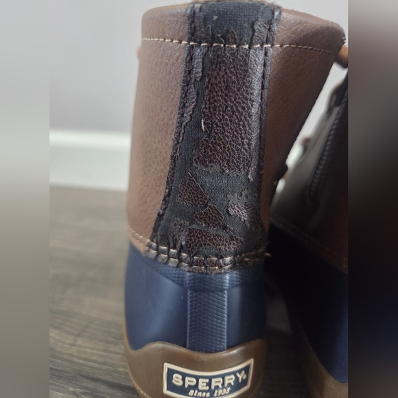 Sperry Womens Brown & Navy Duck Boots Size 7 - Picture 5 of 7